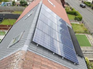 Aerial view of a red tiled residential roof and roof extension